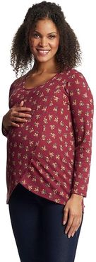 Adriana Maternity/Nursing Top (Burgundy Ditsy) Women's Clothing