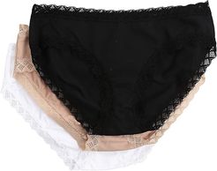 Bliss Cotton Girl Brief 3-Pack (Black/Cafe/White 1) Women's Underwear