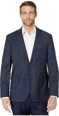 Slim Fit Suit Separate Coat (Blue Plaid) Men's Clothing