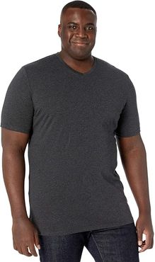Big Tall Essential V-Neck Tee (Charcoal) Men's Clothing