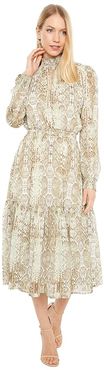 Alston Tiered Smocked Waist Midi Dress (Sand Snake) Women's Dress