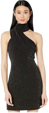 Twinkle Crepe Fitted Asymmetrical Cocktail Dress (Black) Women's Clothing