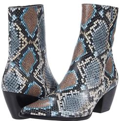 Caty (Grey/Blue Snake Leather) Women's Zip Boots