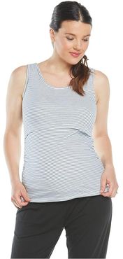 Maternity Nursing Tank Top (Black/White Stripe) Women's Clothing