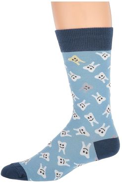 Happy Teeth (Blue) Men's Crew Cut Socks Shoes