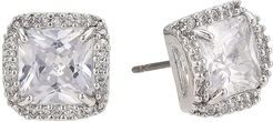 That Sparkle Princess Cut Large Studs Earrings (Clear/Silver) Earring