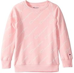 Aop Open Script Raglan Cvc Crew (Big Kids) (Pink Candy) Girl's Sweatshirt