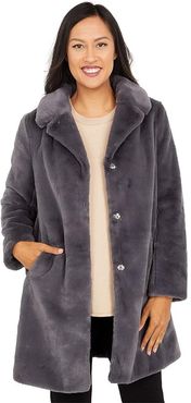 Chris Faux Fur Button Front Coat (Carbon) Women's Coat