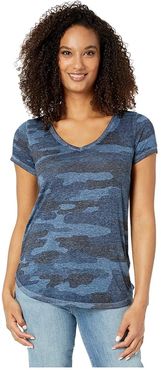 Camo Burnout Tee (Blue Multi) Women's T Shirt