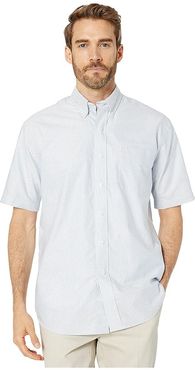 Short Sleeve Magnetically-Infused Button-Down Shirt (Blue/White Stripe) Men's Short Sleeve Button Up