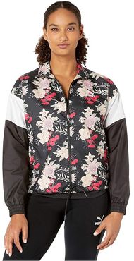 Trend All Over Print Woven Jacket (Black Floral) Women's Coat