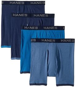 4-Pack Core Cotton Platinum Ringer Boxer Brief (Navy/Blue/Denim/Navy) Men's Underwear