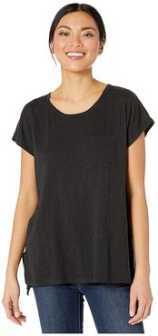 Scoop Neck Short Sleeve Dolman (Black) Women's Blouse