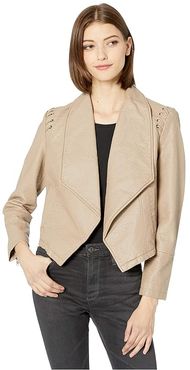 Cool Whip Washed Vegan Leather Drape Front with Whip Stitch (Toffee) Women's Coat