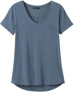 Foundation Short Sleeve V-Neck (Nickel Heather) Women's Clothing