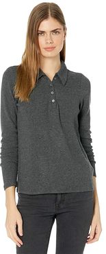 Plush Ribbed Polo Shirt (True Black) Women's Clothing