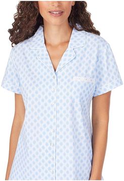 Cotton Jersey Knit Cap Sleeve Capri Pajama Set (Peri Ground Geo) Women's Pajama Sets