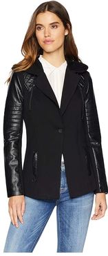 Hooded Blazer Jacket (Black) Women's Jacket