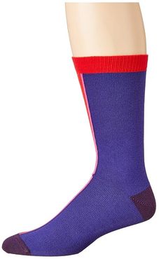 Vertical Block Sock (Purple) Men's Crew Cut Socks Shoes