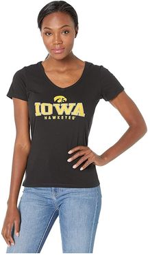Iowa Hawkeyes University V-Neck Tee (Black 2) Women's T Shirt
