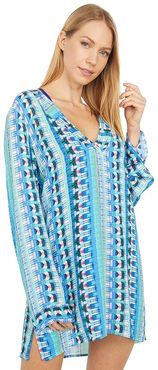 Global Jive V-Neck Tunic Cover-Up Dress (Poolside Multi) Women's Swimwear