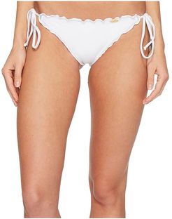 Cosita Buena Wavey Brazilian Tie Side Ruched Back Bikini Bottom (White) Women's Swimwear