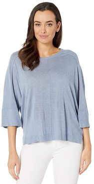 Dolman 3/4 Sleeve Sweater (Dust Blue) Women's Clothing