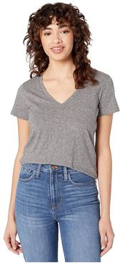 Whisper Cotton V-Neck Pocket Tee (Heather Mercury) Women's Clothing