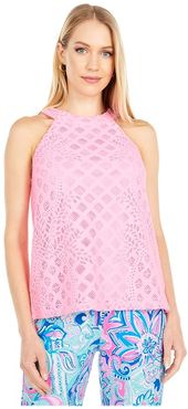 Rayanne Top (Pelican Pink Pineapple Geo Lace) Women's Clothing