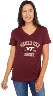 Virginia Tech Hokies University 2.0 V-Neck T-Shirt (Maroon) Women's Clothing
