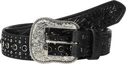 Calf Hair w/ Rhinestones Belt (Black) Men's Belts