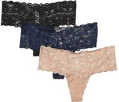 Never Say Never Comfie Cutie Thong 3-Pack (Black/Navy Blue/Sette) Women's Underwear