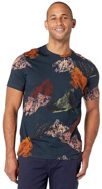 PS Mountain Print Short Sleeve T-Shirt (Navy) Men's Clothing