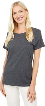 Organic Cotton Midweight Crew Neck Tee (Charcoal Heather) Women's Clothing