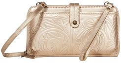 Iris Large Smartphone Crossbody (Nude Metallic Leaf) Cross Body Handbags