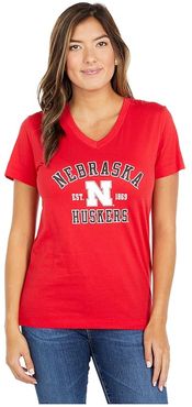 Nebraska Cornhuskers University 2.0 V-Neck T-Shirt (Scarlet) Women's Clothing