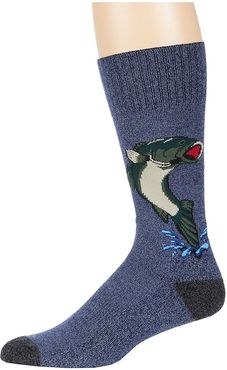 Big Mouth Bass (Blue) Crew Cut Socks Shoes