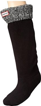 6 Stitch Cable Boot Sock (Black/Grey) Women's Crew Cut Socks Shoes
