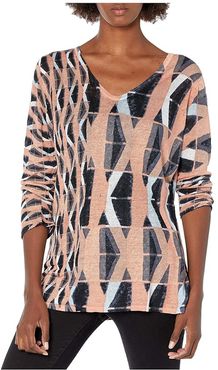 Kriss Kross Sweater (Dark Peach Multi) Women's Clothing