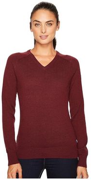 Sormland V-Neck Sweater (Dark Garnet) Women's Sweater