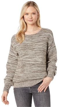 Lake Quinault Crew Neck Sweater (Cream/Olive Melange) Women's Sweater