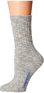 Cotton Slub Socks (Gray/White) Women's Crew Cut Socks Shoes