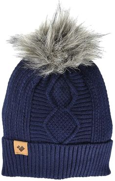 Madison Faux Fur Pom Beanie (Navy) Beanies