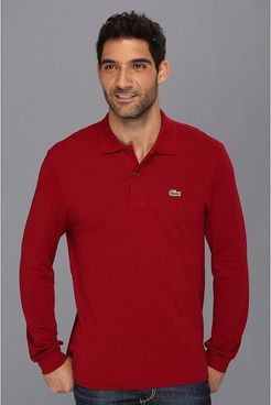 Long Sleeve Classic Pique Polo Shirt (Bordeaux) Men's Long Sleeve Pullover