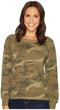 Burnout French Terry Lazy Day Pullover (Camo) Women's Clothing