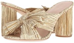 Penny Pleated Knot Mule (Gold Pleated Lame) Women's Shoes