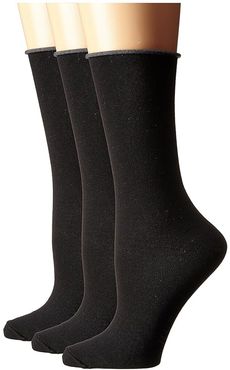 Jean Socks 3-Pack (Black Solids) Women's Crew Cut Socks Shoes