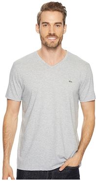 Short Sleeve V-Neck Pima Jersey Tee (Silver Chine) Men's T Shirt