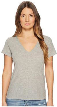 Essential V-Neck Top (Heather Grey) Women's T Shirt