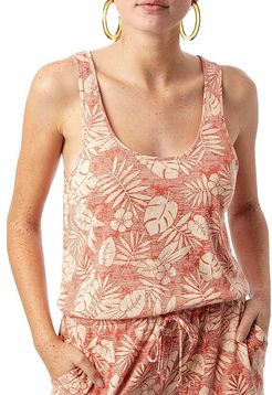 Lounge Romper in Eco Jersey (Orange Tropical Palm) Women's Jumpsuit & Rompers One Piece